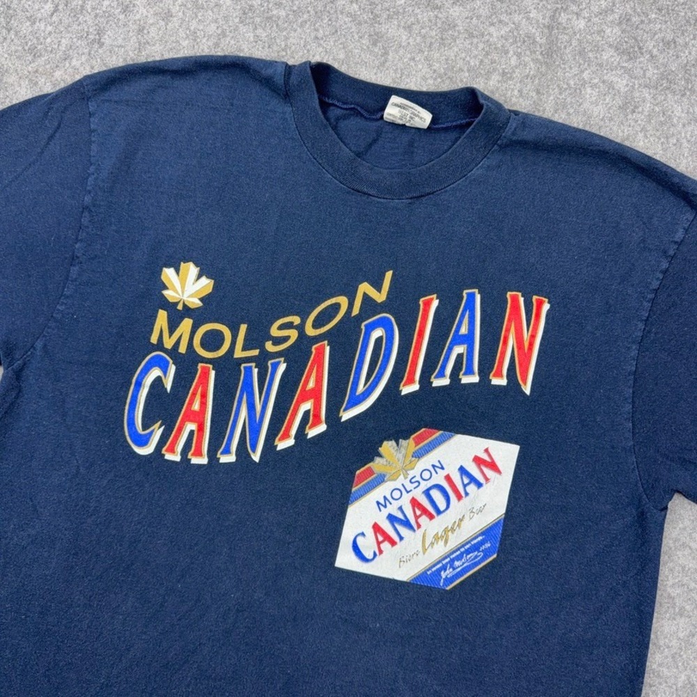 VTG Molson Canadian Shirt Mens Large Blue Beer Promo Graphic Tee 90s Cotton Tee